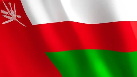 National flag background image,wind blowing flags,3d rendering,Flag of Oman Stock Illustration