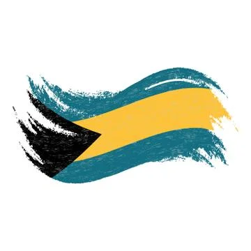 National Flag Of Bahamas, Designed Using Brush Strokes,Isolated On A White Stock Illustration