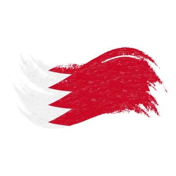 National Flag Of Bahrain, Designed Using Brush Strokes,Isolated On A White Stock Illustration