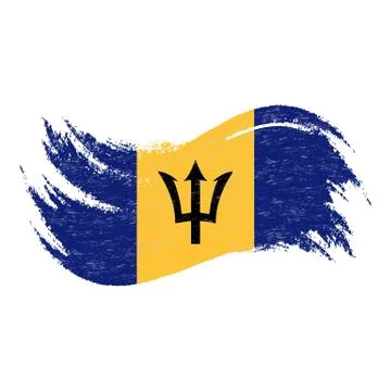 National Flag Of Barbados, Designed Using Brush Strokes,Isolated On A White Stock Illustration