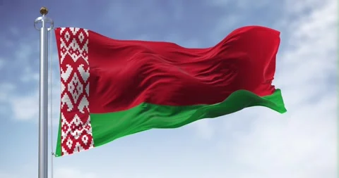 National flag of Belarus waving in the wind on a clear day Stock Footage 252895818