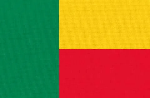 National flag of Benin fabric texture background design. Stock Illustration