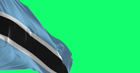 National flag of Botswana waving in the wind on green screen Stock Footage 256374770