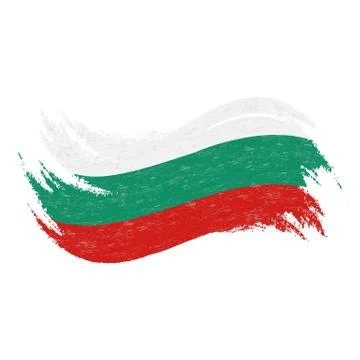 National Flag Of Bulgaria, Designed Using Brush Strokes,Isolated On A White Stock Illustration