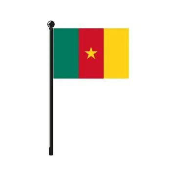 National flag of Cameroon on the stick Stock Illustration