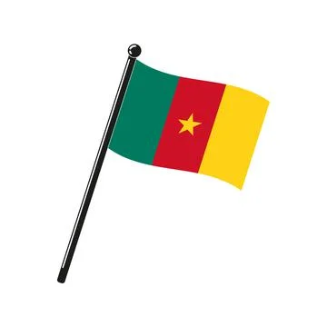 National flag of Cameroon on the stick Stock Illustration