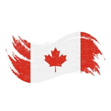 National Flag Of Canada, Designed Using Brush Strokes,Isolated On A White Stock Illustration