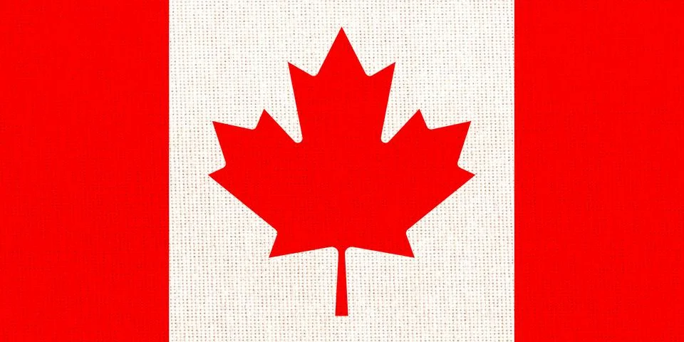 National flag of Canada with maple leaf on fabric texture イラスト素材