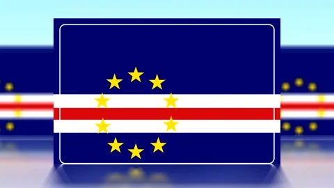 National flag of Cape Verde displayed with multiple blurred flags in backgrou Video stock 343648708