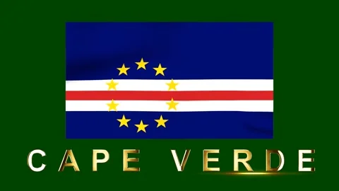 National flag of Cape Verde featuring a horizontal blue white and red strip.. Stock Footage 346542579