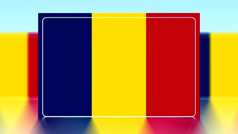 National flag of chad with vertical blue yellow and red stripes on a bright.. Stock Footage 343648720