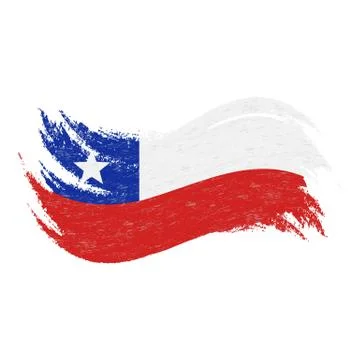 National Flag Of Chile, Designed Using Brush Strokes,Isolated On A White Stock Illustration