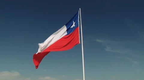 National flag of Chile waves at the Morro de Arica hill in Arica, Chile. Stock Footage 49368338