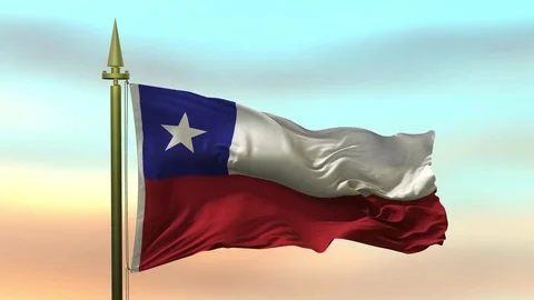 National Flag of  Chile waving in the wind against the sunset sky Video stock 84169544