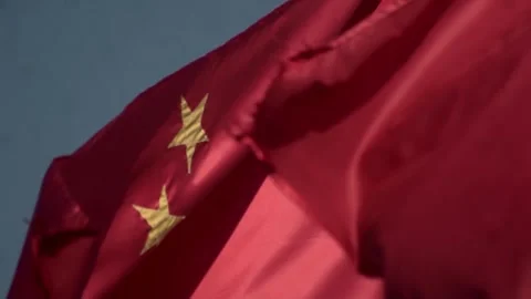 The national flag of China waves on a flagpole Video stock 311836619