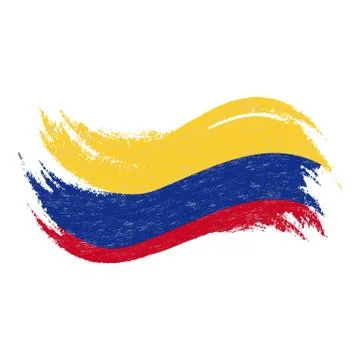 National Flag Of Colombia, Designed Using Brush Strokes,Isolated On A White Stock Illustration
