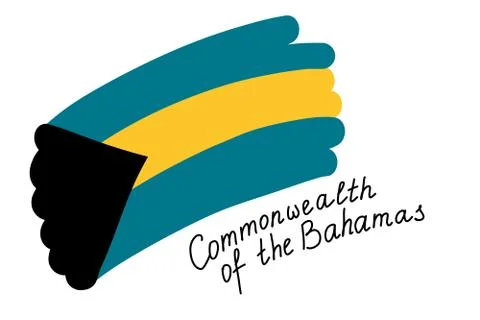 National flag of the Commonwealth of the Bahamas, vector illustration handwri Stock Illustration