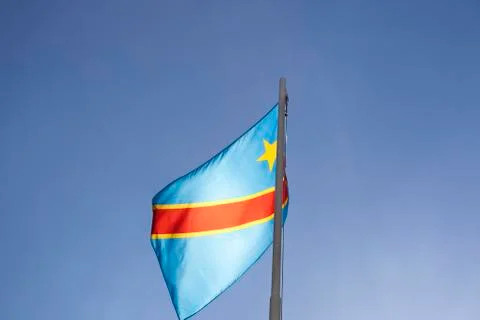 National flag of Congo on a flagpole Stock Photos