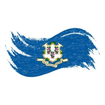 National Flag Of Connecticut, Designed Using Brush Strokes Isolated On A White Stock Illustration