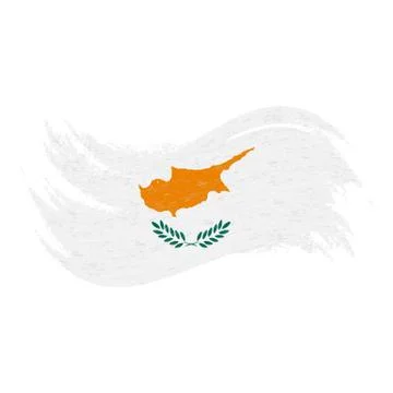 National Flag Of Cyprus, Designed Using Brush Strokes,Isolated On A White Stock Illustration