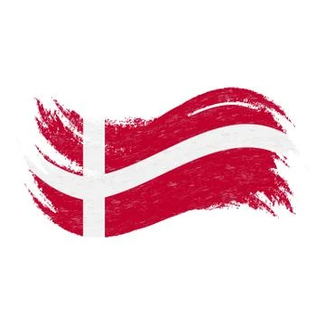 National Flag Of Denmark, Designed Using Brush Strokes,Isolated On A White Stock Illustration