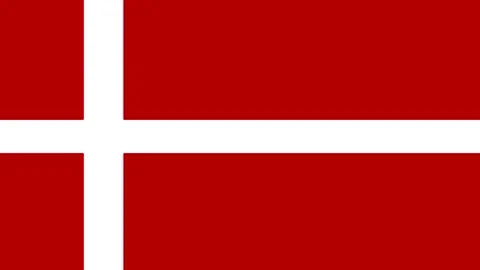 National flag of Denmark featuring a white Nordic cross on a red background Video stock 343648878