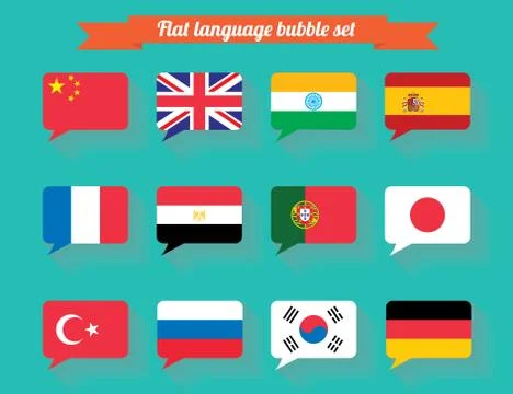 National flag dialog bubble set flat design Stock Illustration