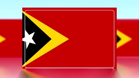 National flag of east timor featuring a red field with black yellow and whi.. Video stock 343649086