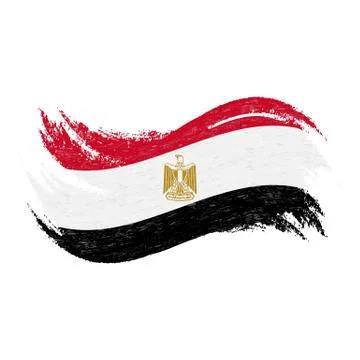 National Flag Of Egypt, Designed Using Brush Strokes,Isolated On A White Stock Illustration