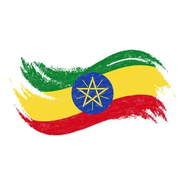 National Flag Of Ethiopia, Designed Using Brush Strokes,Isolated On A White Illustrazione stock