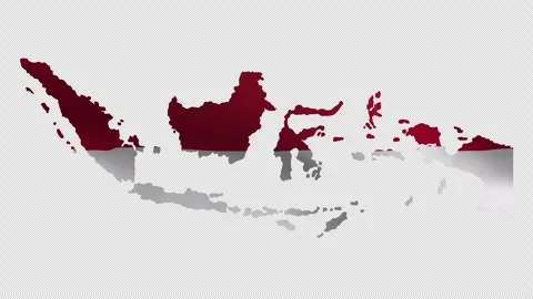 National Flag Fabric Waving Inside Indonesia Map Boundary Isolated on Alpha Stock Footage 339340650