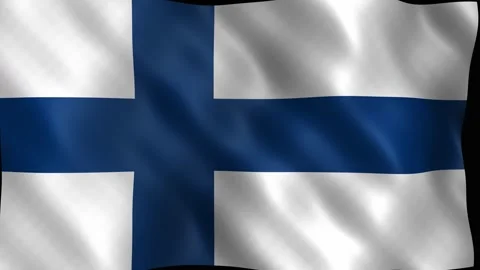 National flag of finland waving gracefully in the wind. 4K Vídeo Stock 344046832