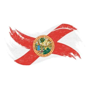 National Flag Of Florida, Designed Using Brush Strokes Isolated On A White Stock Illustration