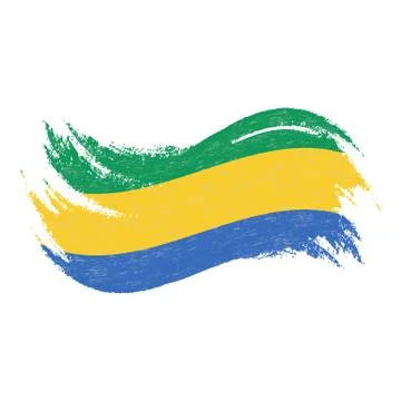 National Flag Of Gabon, Designed Using Brush Strokes,Isolated On A White Stock Illustration