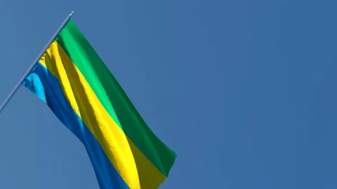 The national flag of Gabon flutters in the wind Stock Footage 128162363