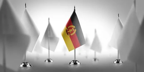 The national flag of the GDR surrounded by white flags Stock-Illustration