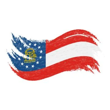 National Flag Of Georgia, Designed Using Brush Strokes Isolated On A White Stock Illustration