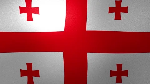 National flag of Georgia with its five red crosses waving in a seamless loop Stock Footage 345999788