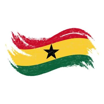 National Flag Of Ghana, Designed Using Brush Strokes,Isolated On A White Stock Illustration