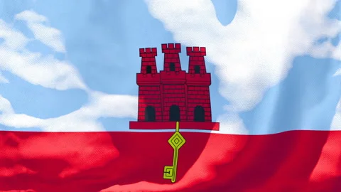 The national flag of Gibraltar flutters in the wind Stock Footage 133762036