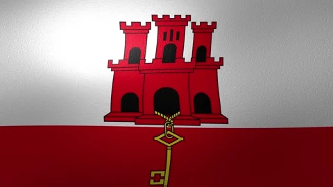 National flag of Gibraltar waving in the wind with a detailed fabric texture Stock Footage 345999964