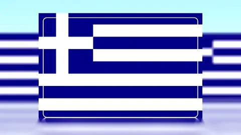 National flag of Greece with blue and white stripes and a cross symbol Stock Footage 343649817
