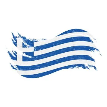 National Flag Of Greece, Designed Using Brush Strokes,Isolated On A White Stock Illustration