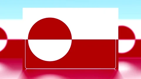 National flag of Greenland featuring white and red horizontal stripes with .. Video stock 343649814