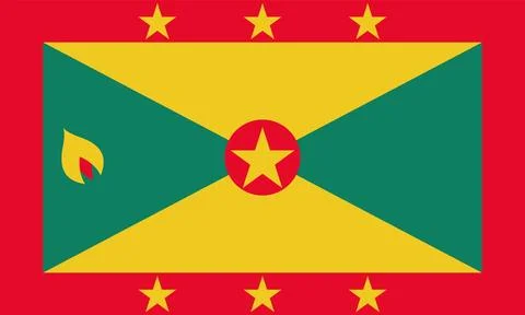 National flag of Grenada. Grenada Flag. Stock Illustration