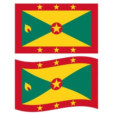 National Flag of Grenada. Grenada flag. Waving flag of Grenada. Illustrazione stock