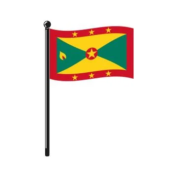 National flag of Grenada on the stick Stock Illustration