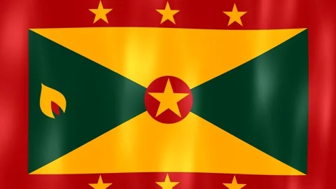 National Flag Of Grenada Waving Realistically In Close Up Animation Stock Footage 346225384