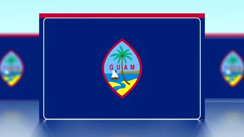 National flag of Guam featuring the official coat of arms on a dark blue ba.. Vídeo Stock 343649857