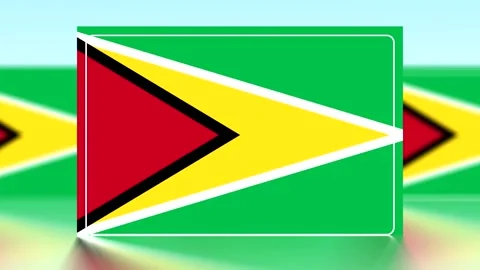 National flag of guyana featuring vibrant green yellow and red colors Vídeo Stock 343650001
